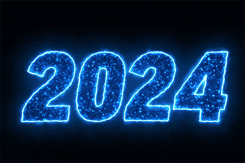 Niebieski brokatowy napis 2024